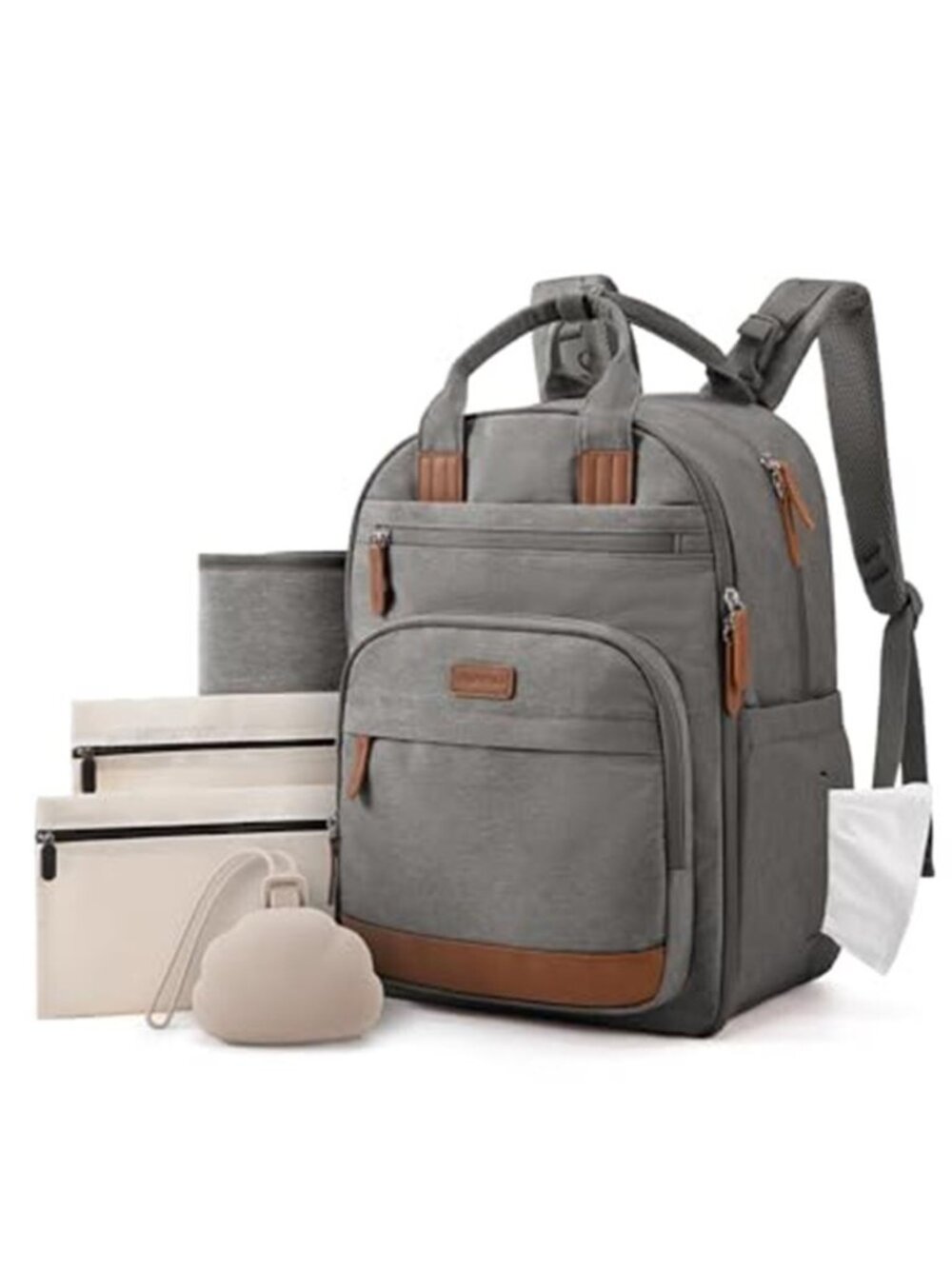 Baby Diaper Bag with Waterproof Changing Pad, Dark Gray
